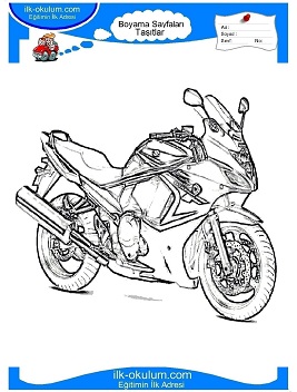 Çocuklar İçin Motor Boyama Sayfaları 
